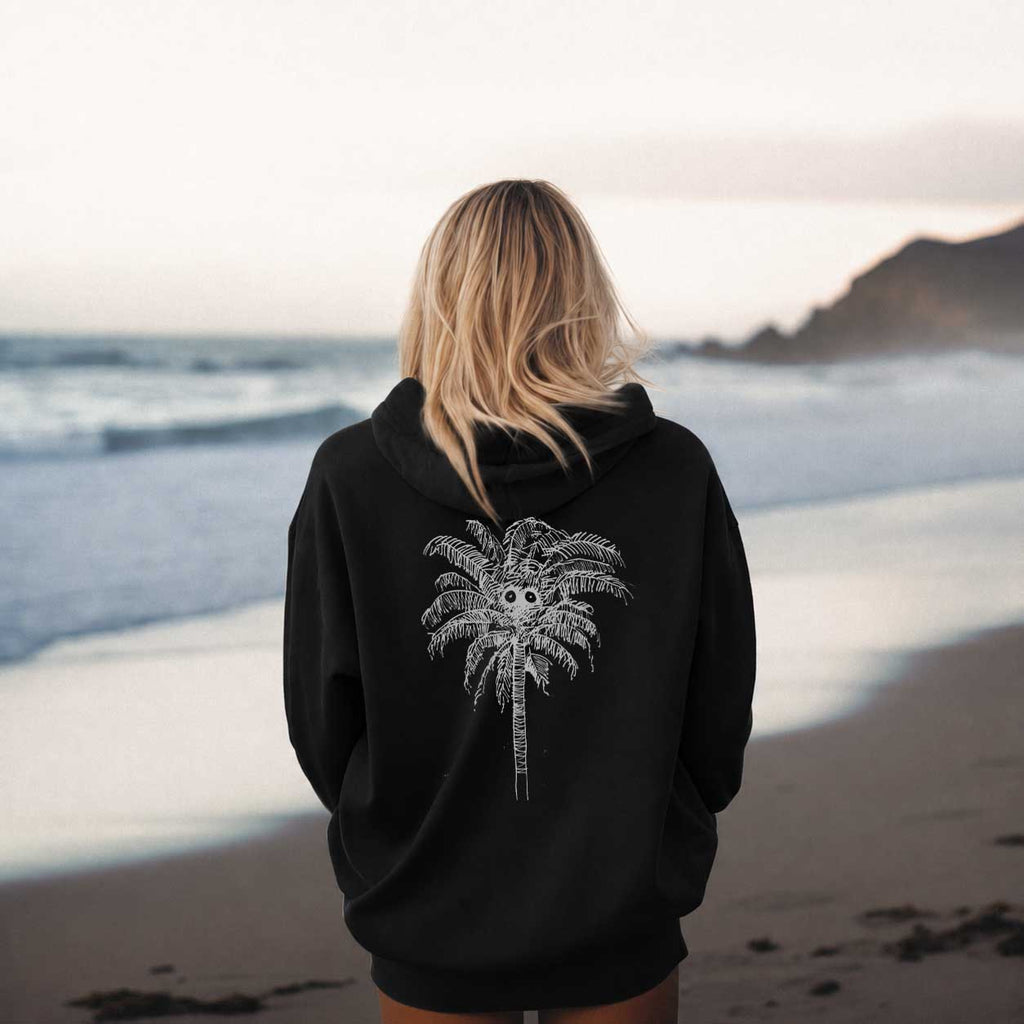 Palm Tree Graphic Hoodie — Lightweight Beach Vibe Sweatshirt