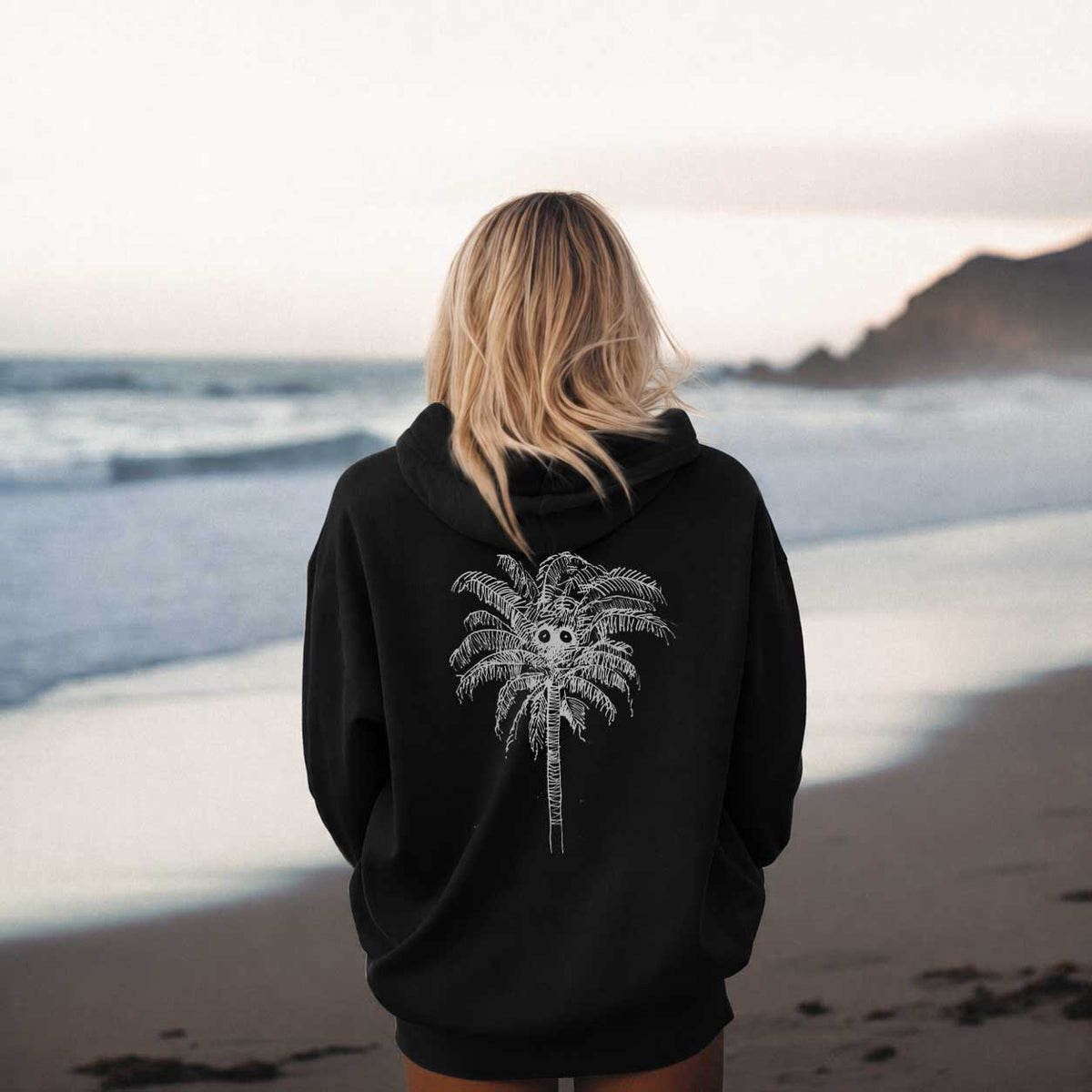 Palm Tree Graphic Hoodie — Lightweight Beach Vibe Sweatshirt